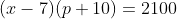 (x-7)(p+10)=2100