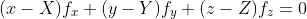 (x-X)f_x+(y-Y)f_y+(z-Z)f_z=0