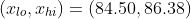 (x_{lo},x_{hi})=(84.50,86.38)