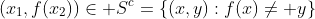 (x_1,f(x_2))\in S^c=\{(x,y):f(x)\neq y\}