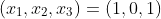 (x_1,x_2,x_3)=(1,0,1)