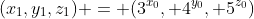 (x_1,y_1,z_1) = (3^{x_0}, 4^{y_0}, 5^{z_0})