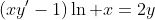 (xy'-1)\ln x=2y