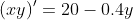 (xy)'=20-0.4y