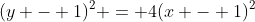 (y - 1)^2 = 4(x - 1)^2