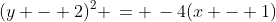 (y - 2)^2 \,= \,-4(x - 1)