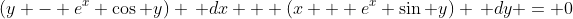 (y - e^x \cos y) \, dx + (x + e^x \sin y) \, dy = 0