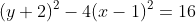 (y+2)^2-4(x-1)^2=16