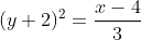 (y+2)^2=\frac{x-4}{3}