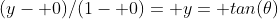 (y- 0)/(1- 0)= y= tan(\theta)
