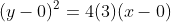 (y-0)^2=4(3)(x-0)