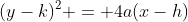 (y-k)^2 = 4a(x-h)