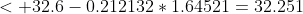 < 32.6-0.212132*1.64521=32.251