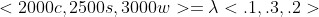 <2000c,2500s,3000w>=\lambda<.1,.3,.2>