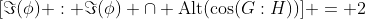 [\Im(\phi) : \Im(\phi) \cap \text{Alt}(\cos(G:H))] = 2