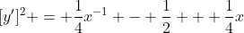[y']^{2} = \frac{1}{4}x^{-1} - \frac{1}{2} + \frac{1}{4}x