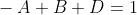 1;\\A+C-2D+1;\\-A+B+D=1