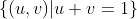 \{(u,v)|u+v=1\}