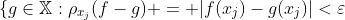 \{g\in\mathbb{X}:\rho_{x_j}(f-g) = |f(x_j)-g(x_j)|<\varepsilon\; (1\leqslant j\leqslant n)\}