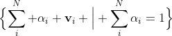 \Bigl\{\sum^N_i \alpha_i \mathbf{v}_i \Big| \sum^N_i\alpha_i=1\Bigr\}