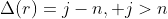 \Delta(r)=j-n, j>n
