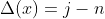 \Delta(x)=j-n