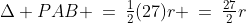 \Delta PAB \:=\:\tfrac{1}{2}(27)r \:=\:\tfrac{27}{2}r
