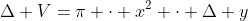 \Delta V=\pi \cdot x^2 \cdot \Delta y