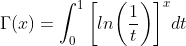 \Gamma(x)=\int_0^{1}\bigg[ln\bigg(\frac{1}{t}\bigg)\bigg]^{x}dt