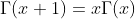 \Gamma\!\left(x+1\right)=x\Gamma\!\left(x\right)