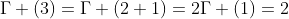\Gamma (3)=\Gamma (2+1)=2\Gamma (1)=2