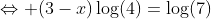 \Leftrightarrow (3-x)\log(4)=\log(7)