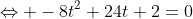 \Leftrightarrow -8t^2+24t+2=0