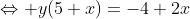 \Leftrightarrow y(5+x)=-4+2x