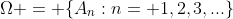 \Omega = \{A_n:n= 1,2,3,...\}