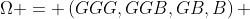 \Omega = \left(GGG,GGB,GB,B\right) 