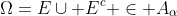\Omega=E\cup E^c \in A_{\alpha}