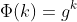 \Phi(k)=g^k