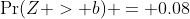 \Pr(Z > b) = 0.08
