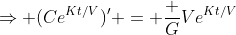 \Rightarrow (Ce^{Kt/V})' = \frac GVe^{Kt/V}