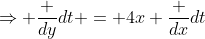 \Rightarrow \frac {dy}{dt} = 4x \frac {dx}{dt}