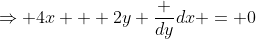 \Rightarrow 4x + 2y \frac {dy}{dx} = 0