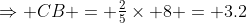 \Rightarrow CB = \tfrac25\times 8 = 3.2