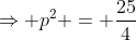 \Rightarrow p^2 = \frac{25}{4}