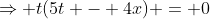 \Rightarrow t(5t - 4x) = 0