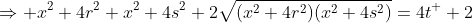 \Rightarrow x^2+4r^2+x^2+4s^2+2\sqrt{(x^2+4r^2)(x^2+4s^2)}=4t^  2