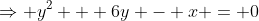 \Rightarrow y^2 + 6y - x = 0