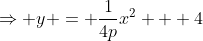 \Rightarrow y = \frac1{4p}x^2 + 4
