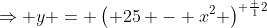 \Rightarrow y = \left( 25 - x^2 \right)^{ \frac {1}{2}}