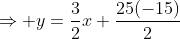 \Rightarrow y=\frac32x+\frac{25(-15)}2